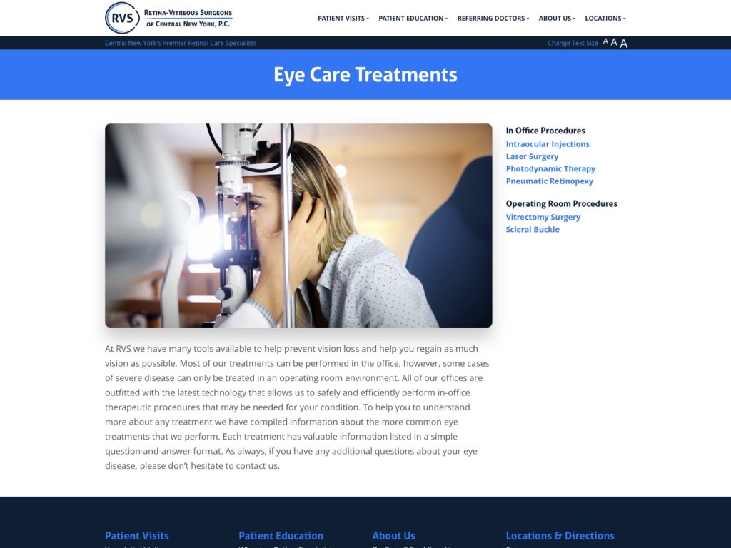 Eye Care Treatments RetinaVitreous Surgeons of CNY